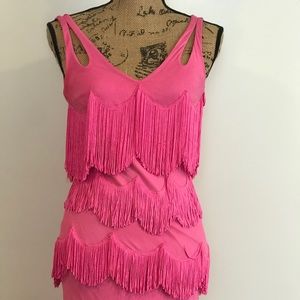 Pink Fringe Sue Wong Flapper Dress